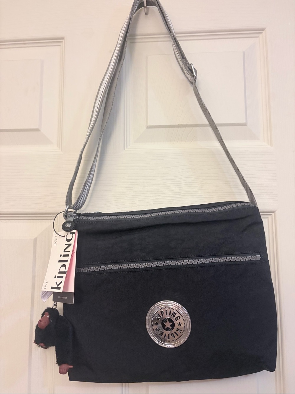 Kipling Women's Black Annabelle Bag, Medium Polyester Crossbody with keychain